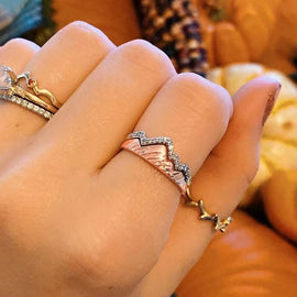 Two Tone Wavy Double Layer Ring