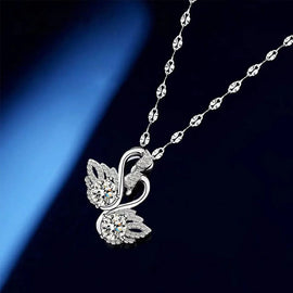 Doppelter Schwan Moissanit-Anhänger Halskette
