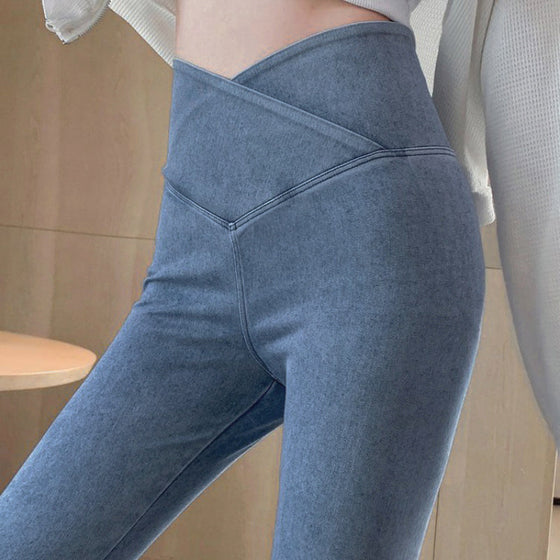 Elastische Denim-Leggings mit hohem Po-Lifting