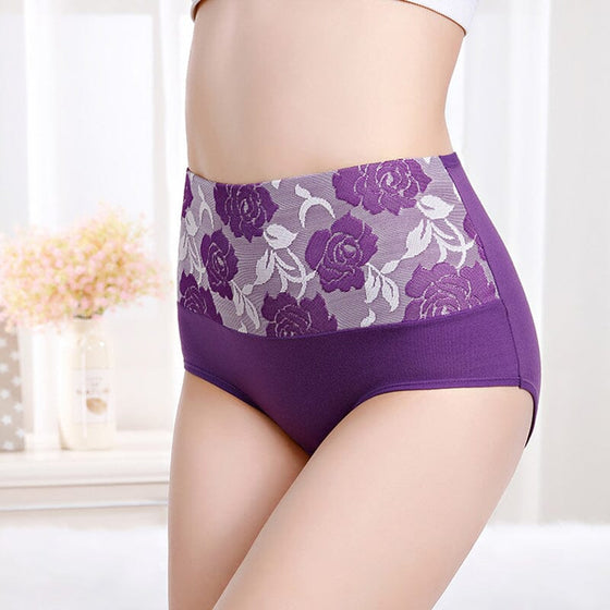 Baumwollslip mit hoher Taille und Blumenmuster
