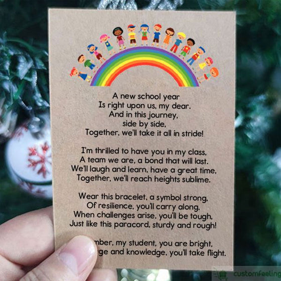 Erster Tag der Schule Armband und Karte Sets Student Geschenk von Lehrer