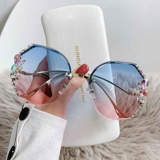 Frauen randlose Diamantsonnenbrille