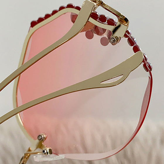 Frauen randlose Diamantsonnenbrille