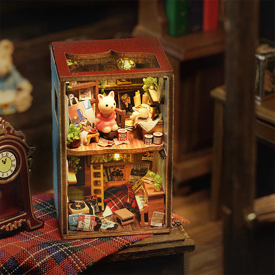Mini-Kaninchenstadt Holz Puppenhaus-Bausatz mit Möbeln