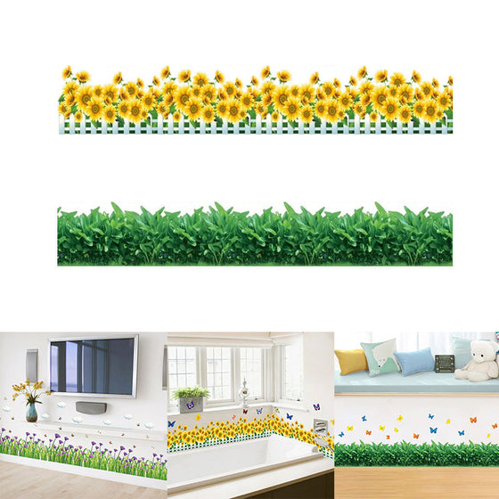 Natürliche 3D-Blumen-Wanddekoration aus grünem Gras