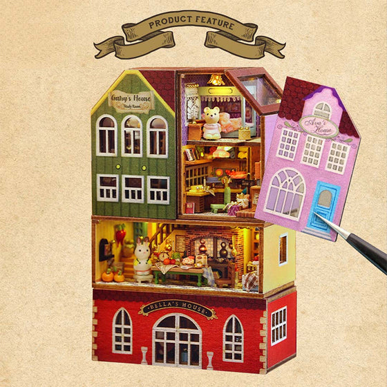 Mini-Kaninchenstadt Holz Puppenhaus-Bausatz mit Möbeln