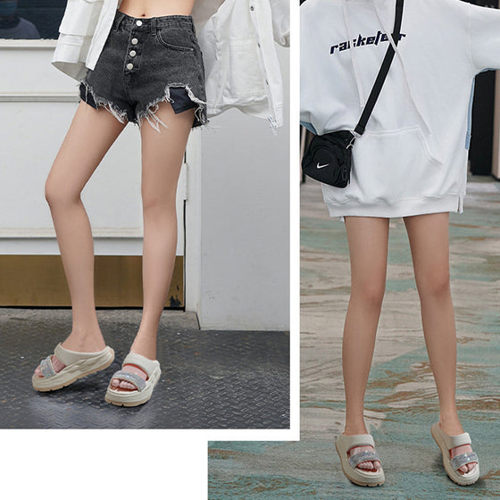 Funkelnde, höhenvergrößernde Sandalen mit Strasssteinen