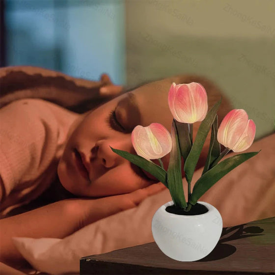 LED-Tulpen-Nachtlicht-Blumen-Tischlampe