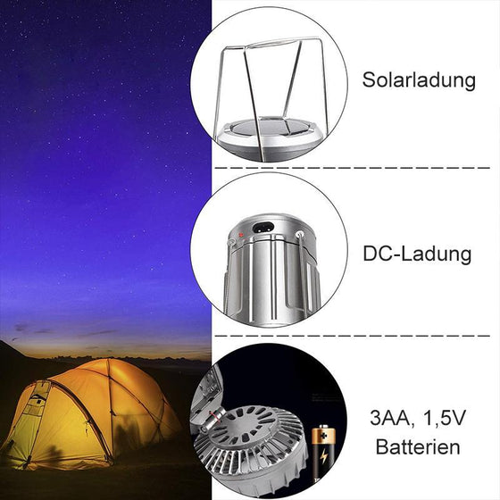 6 in 1 tragbares Outdoor-LED-Campinglicht mit Ventilator