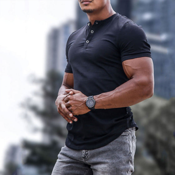 Henley Stretch Slim T-Shirt für Herren