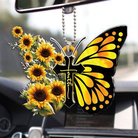 Schönes Schmetterlingskreuz christliches Auto-Rückspiegel-Zubehör
