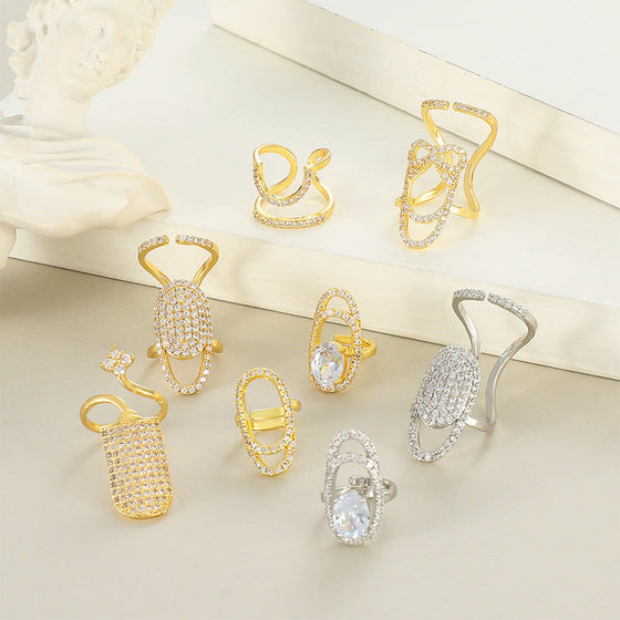 Geometrischer Diamant offener Nagelring