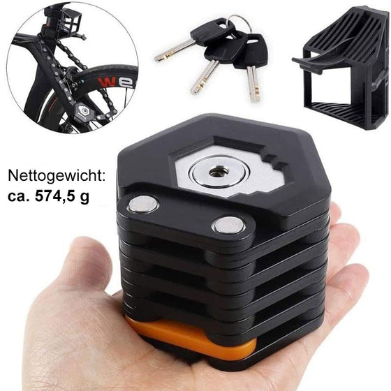 Sterk sikkerhets sammenleggbar sykkellås