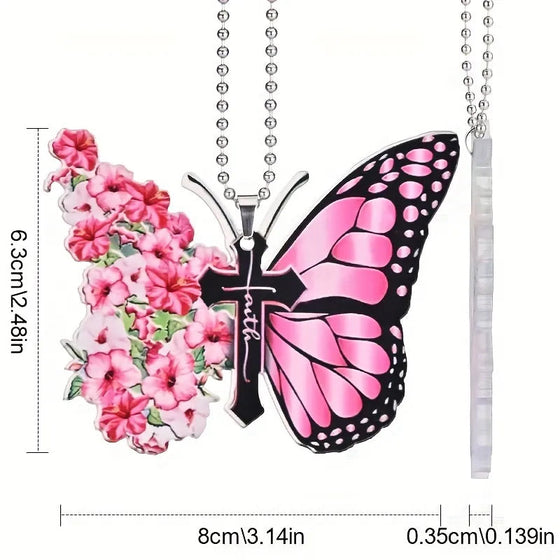 Schönes Schmetterlingskreuz christliches Auto-Rückspiegel-Zubehör
