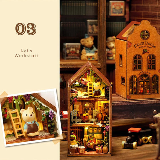 Mini-Kaninchenstadt Holz Puppenhaus-Bausatz mit Möbeln