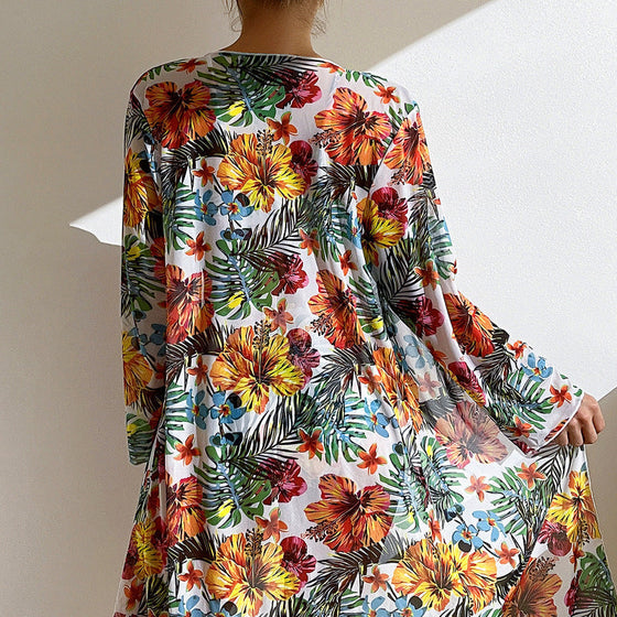 Dreiteiliges Bikini-Set mit Blumen