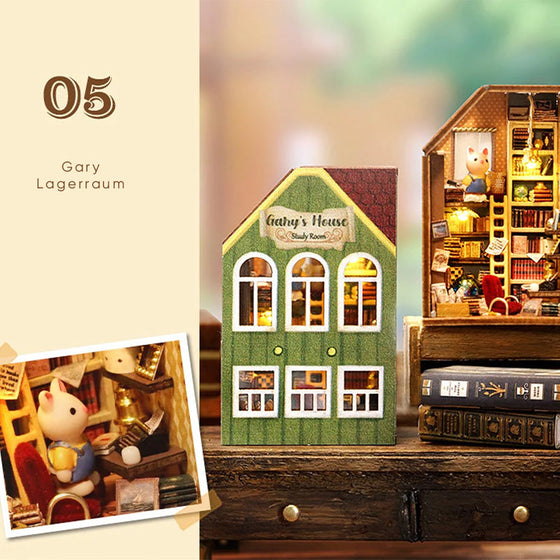 Mini-Kaninchenstadt Holz Puppenhaus-Bausatz mit Möbeln