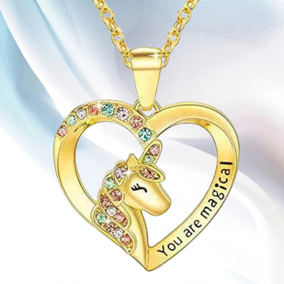 Einhorn-Halskette mit Kristallen