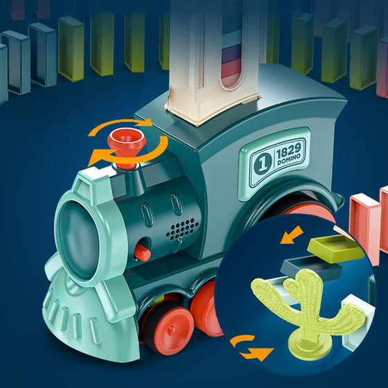 Domino-Zug-Baustein-Set, das Baustein-Spielzeug zusammenbaut