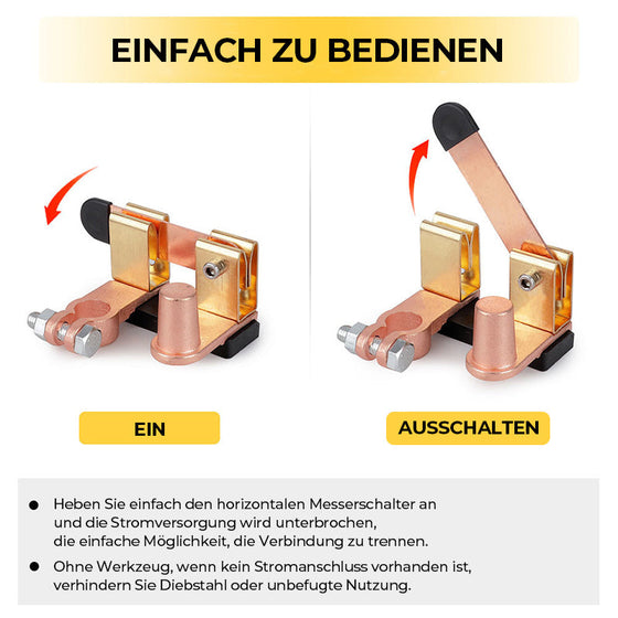 Messerklingen-Hauptschalter am oberen Pfosten