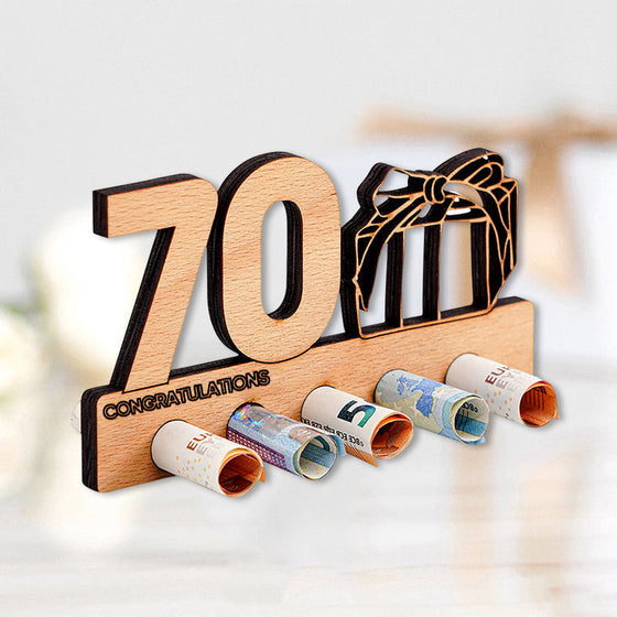 Geburtstagsgeschenk Geldscheinklammer aus Holz