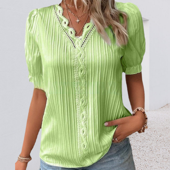Elegante Bluse mit V-Ausschnitt und schlichter Spitze