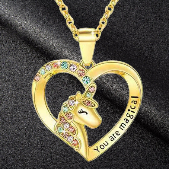 Einhorn-Halskette mit Kristallen