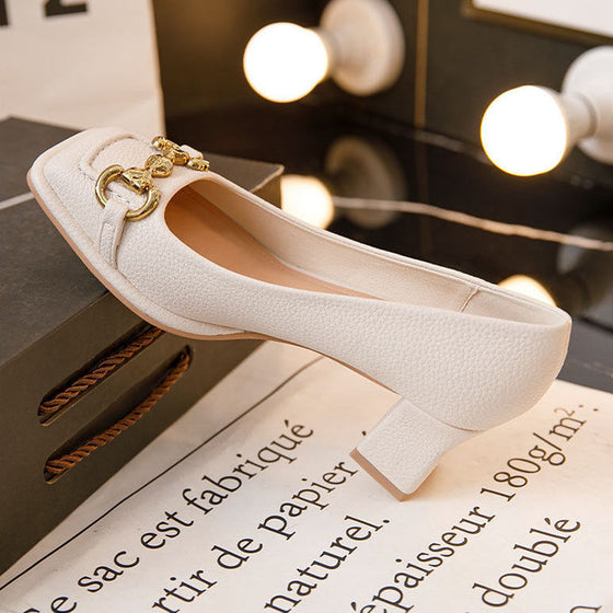 Vintage-Pumps mit quadratischer Spitze