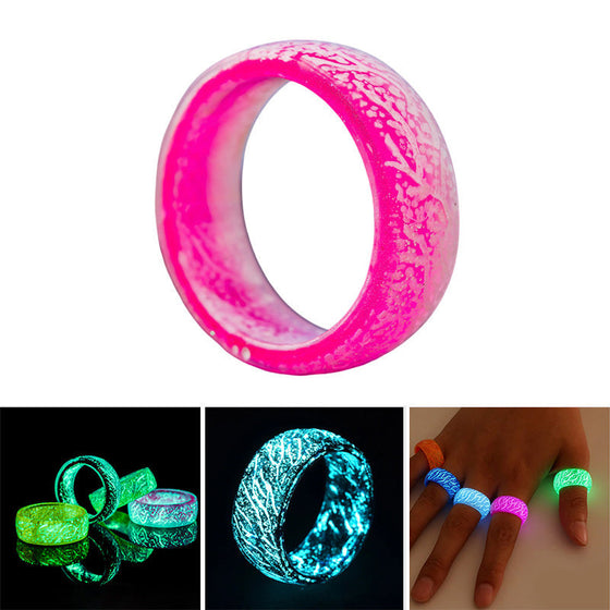 Fashion Colorful Luminous Resin Fluorescent Glowing Ring