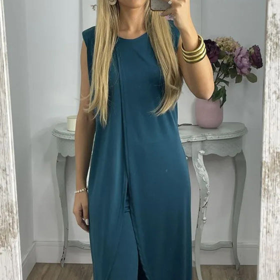 Zweiteiliges ärmelloses Damen-Set mit Rundhalsausschnitt