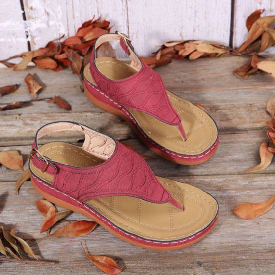 Einfarbige Sommer-Sandalen Mit Schnalle