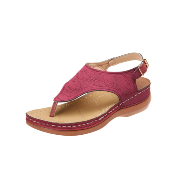 Einfarbige Sommer-Sandalen Mit Schnalle