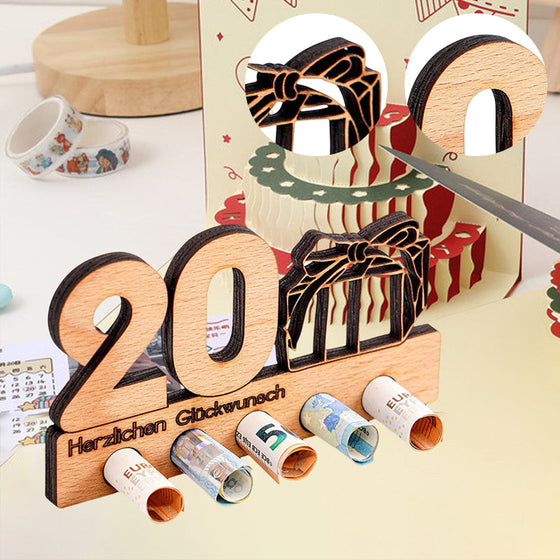 Geburtstagsgeschenk Geldscheinklammer aus Holz