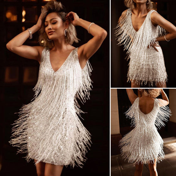 Sexy elegantes Party Quasten Kleid