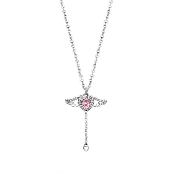 Amor-Herz-Halskette mit beweglichen Flügeln