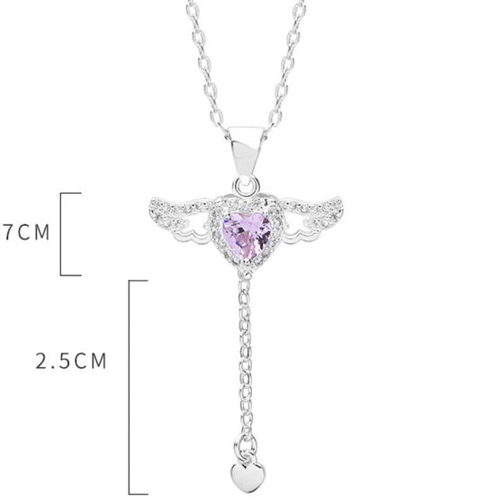 Amor-Herz-Halskette mit beweglichen Flügeln