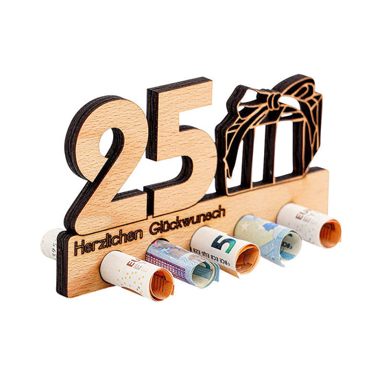 Geburtstagsgeschenk Geldscheinklammer aus Holz