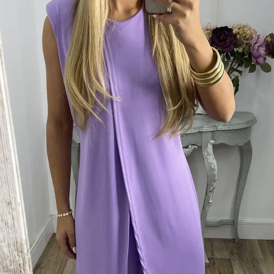 Zweiteiliges ärmelloses Damen-Set mit Rundhalsausschnitt