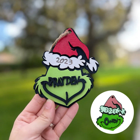 Personalisierter Grinchmas-Ornament, Weihnachtsschmuck