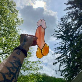 Lustiger Penis-Sonnenfänger aus Buntglas
